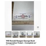 1981 Reagan Bush Inauguration Ticket with stub