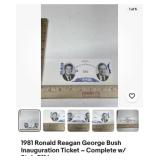 1981 Reagan Bush Inauguration Ticket with stub