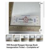 1981 Reagan Bush Inauguration Ticket with stub