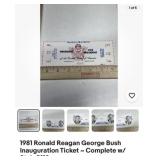 1981 Reagan Bush Inauguration Ticket with stub