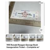 1981 Reagan Bush Inauguration Ticket with stub