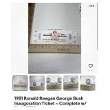 1981 Reagan Bush Inauguration Ticket with stub