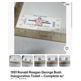 1981 Reagan Bush Inauguration Ticket with stub