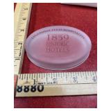 Glass paperweight advertising 1859 Historic