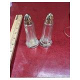 Vintage 4.5 inch salt & pepper set with brass