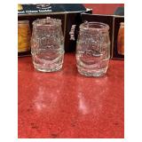 2 Jim Beam barrel shape shot glasses