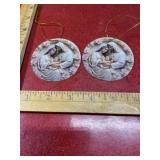 2 nativity Christmas ornaments