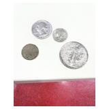 Mercury dime, 1945 silver quarter, walking