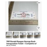 1981 Reagan Bush Inauguration Ticket with stub