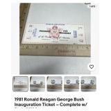 1981 Reagan Bush Inauguration Ticket with stub