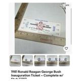 1981 Reagan Bush Inauguration Ticket with stub