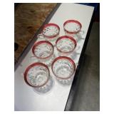 Ruby Red flash punch cup diamond pattern set of 6