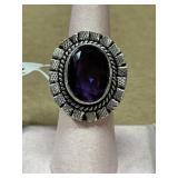 Size 6 German silver Amethyst ring