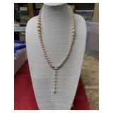 Vintage faux pearl necklace and clip earrings set