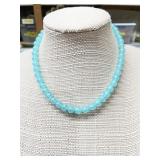 Vintage 18-inch light blue beaded necklace