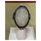 Size 6 German silver Rose Quartz ring