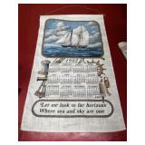 1985 linen calendar wall hanging nautical