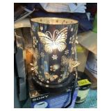 Working glass and metal butterfly lamp with domed