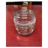 Hand painted 3-inch glass jar with lid