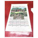 1990 linen calendar wall hanging with broken