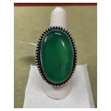 Size 9 German silver Green Onyx ring