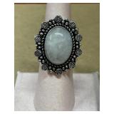 Size 6 German silver Rainbow Moon Stone ring