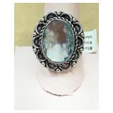 Size 7 German silver Blue Topaz ring