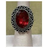 Size 6 German silver Garnet ring