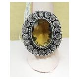 Size 9 German silver Smokey Quartz ring