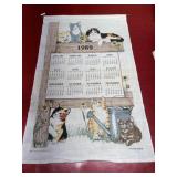 1989 linen calendar wall hanging cats