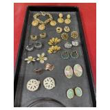 Vintage paired earrings gold tone, silver tone,