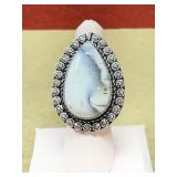 Size 6 German silver Dendrite Opal ring