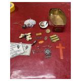 Vintage tin with trinkets