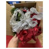 Box lot lighted Christmas fake greenery and decor