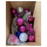 Box lot Christmas decorations and ornaments