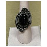 Size 8 German silver Black Onyx ring