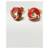 Sarah Coventry gold tone and red enamel clip