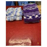 2 vintage crocheted afghan throws blues and