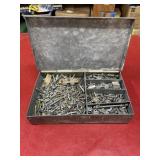 6.5x10.5x2 Metal box full of screws bolts etc