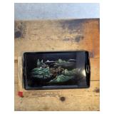 Asian HandPainted vintage MCM tray with handles