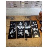 Vintage Asian mother of Pearl inlay wall plaques