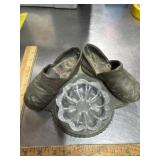 Antique copper brass child's shoe ashtray HEAVY