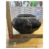 Vintage black ceramic planter