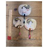 Vintage Japanese flat hand fans