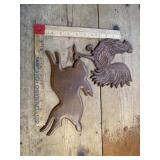 Wooden rabbit and rooster