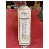 Vintage metal thermometer advertising college