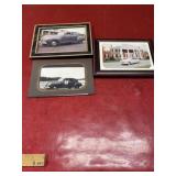 Framed photos vintage cars