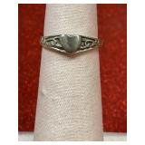 Vintage .925 silver heart ring size 3