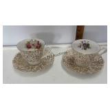 (2) Fine Bone Cups & Saucers