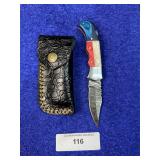 7' Handcrafted Damascus Texas Pride Pocket Knife